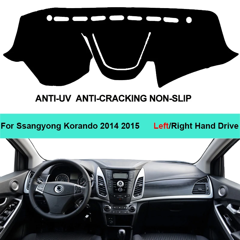 For Ssangyong Korando 2014 2015 LHD RHD 2 Layers Car Auto Inner Dashboard Cover Dash Mat Carpet Cape Cushion Pad Car Styling