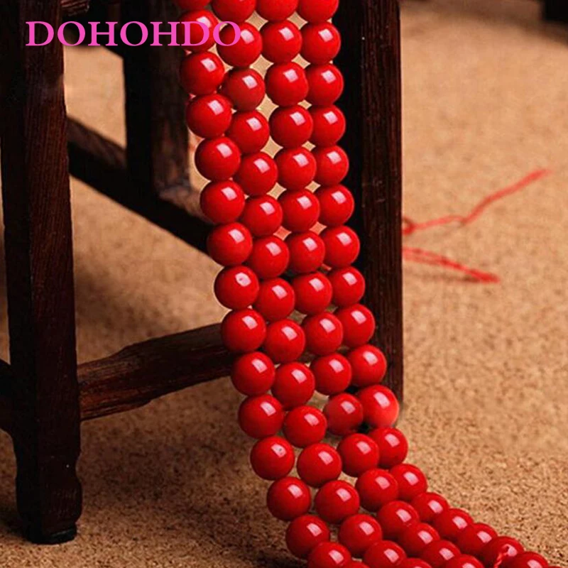 High Quality 4/6/8/10/12/14mm Natural Stone Round Bright Red Coral Beads Loose Beads For DIY Bracelet Necklace Jewelry Making