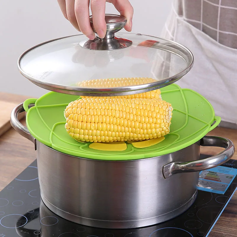 Multifunctional Silicone Lid Spill Stopper Anti Overflow Pot Cover 26.5cm Diameter Kitchen Gadgets Cooking Pot Lids Utensil