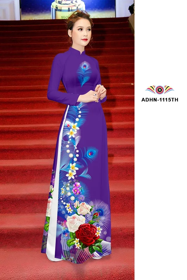 2pcs Aodai Vietnam Long Sleeve Cheongsam Dress Traditional Vietnamese Clothing Female Elegant Evening Gown