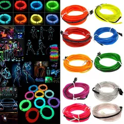 1M 2M 3M 4M 5M Flexible Neon Light Glow LED EL Wire Rope tape Cable Strip LED Neon Lights Shoes Clothing Car waterproof strip YZ