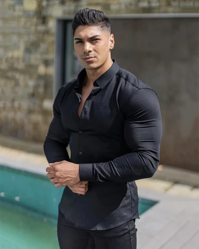Imagen 2 del producto Camisa de manga larga a la moda de otoño para hombre, camisa de vestir informal de negocios sociales para hombre, ropa deportiva de marca para hombre