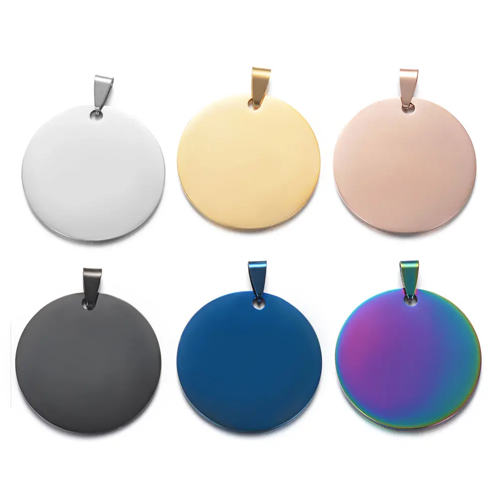 3pcs/lot 316 Stainless Steel Mirror Polished Round Disc Engraving Blank Pendant Wholesale OEM Engraved Pendants