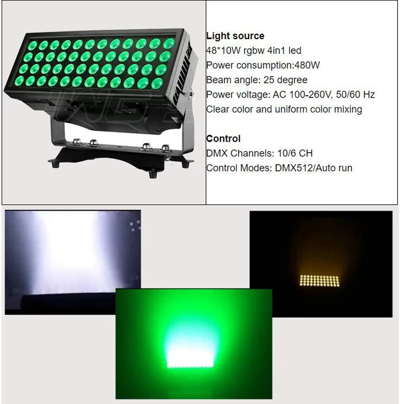 Free Shipping 48x10W 4in1 Outdoor DMX RGBW IP65 LED Wall Washer Light