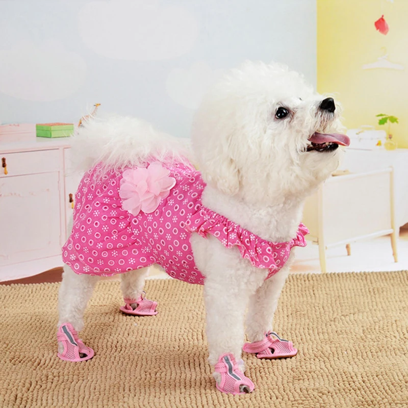 Cute Delicate Pet Lace Princess Dress Spring Pet Dog Clothes Puppy Skirt Summer Thin Section Romantic Wave Point Gauze Skirt