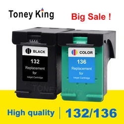 Toney King for hp 132 136 Compatible Ink Cartridge For hp Photosmart C3183 D5163 1513 C3100 Officejet 6213 5443 D4163 printer