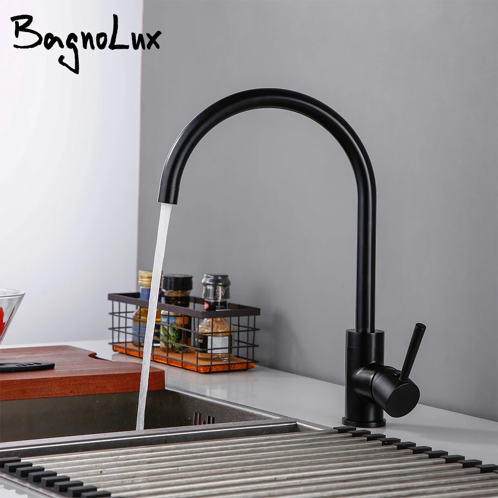 

Black Brass 360Degrees Rotation Holder Single Hole Deck Mounted Cold and Hot Water Mixer Kitchen Sink Faucet