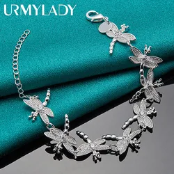 URMYLADY 925 Sterling Silver Dragonfly Chain Bracelet For Women Wedding Party Fashion Jewelry