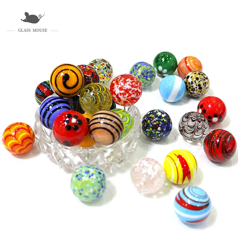25MM Custom Colorful Handmade Murano Glass Marbles Balls Ornaments Home Vase Bonsai Decor Accessories Game Pinball Toys For Kids