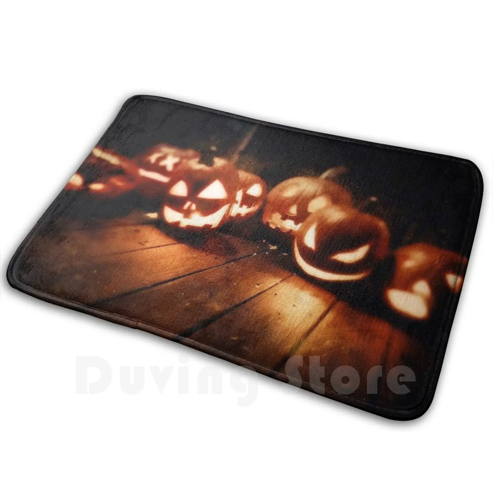 The Gathering Carpet Mat Rug Cushion Soft Non-Slip Pumpkins Jack O Lantern Halloween Samhain Autumn Fall Spooky Creepy