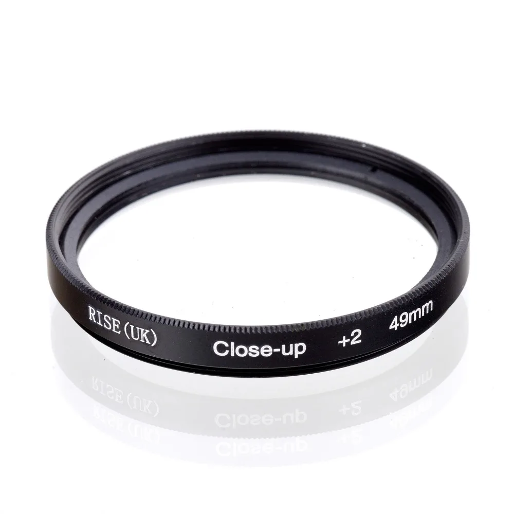 HOT SALE RISE(UK) 49mm Close-Up +2 Macro Lens Filter for Nikon Canon SLR DSLR Camera + filter case + gift