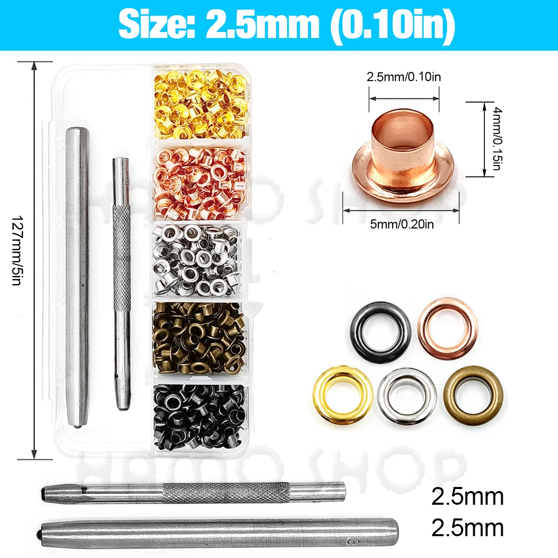 200-teiliges Metall-Ösen-Set mit Ösenstanzer und Installationswerkzeug, inklusive Aufbewahrungsbox, für Lederarbeiten, Schuhe, Gürtel, Mützen, Taschenanhänger, Kleidung