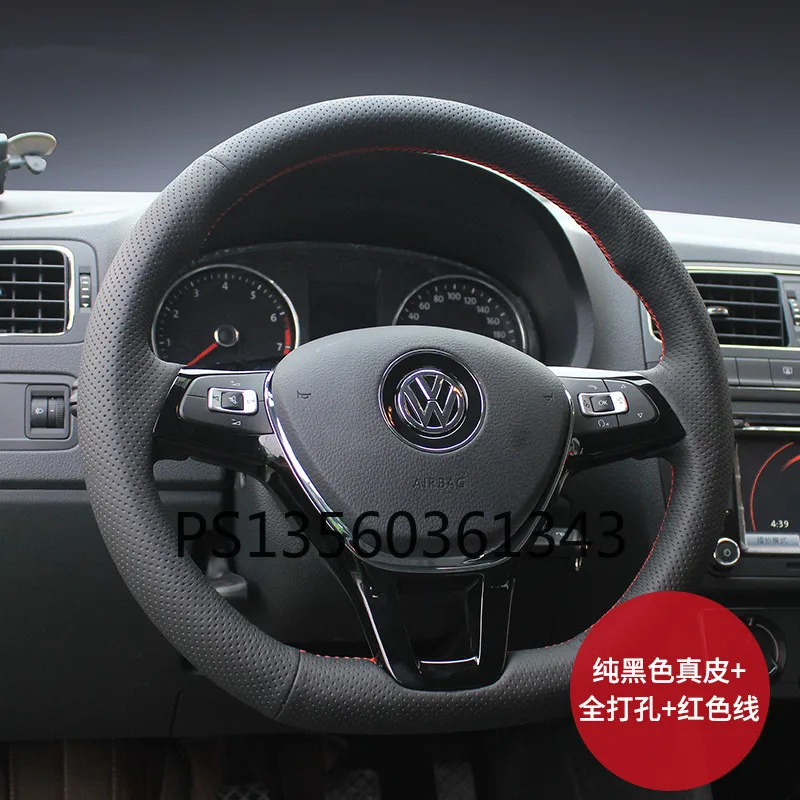 For Volkswagen Sagitar Passat Scirocco T-ROC Bora Touran Toureg hand stitched steering wheel cover leather suede grip cover