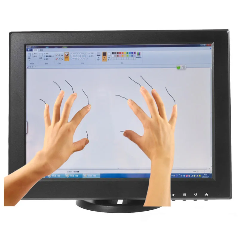 Desktop Touch Monitor 12 Inch Capacitive 10 Points Screen Display with AV/BNC/VGA/HDMI/USB Interface