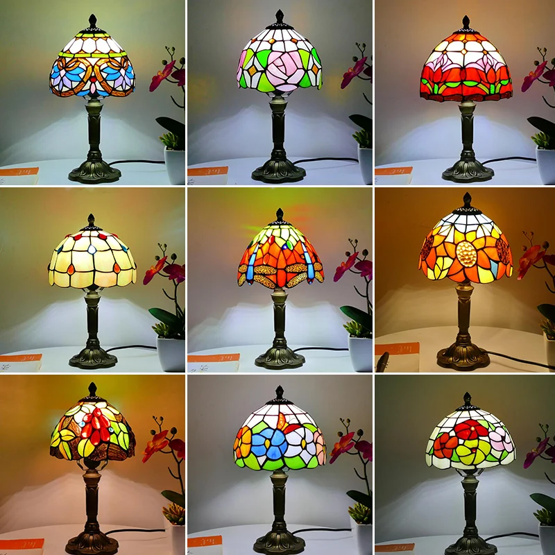 Table Lamp Mediterranean Tiffany Retro Stained Glass Vintage Art Turkish Mosaic Desk Lamp Bedroom Nightstand Decorative lights