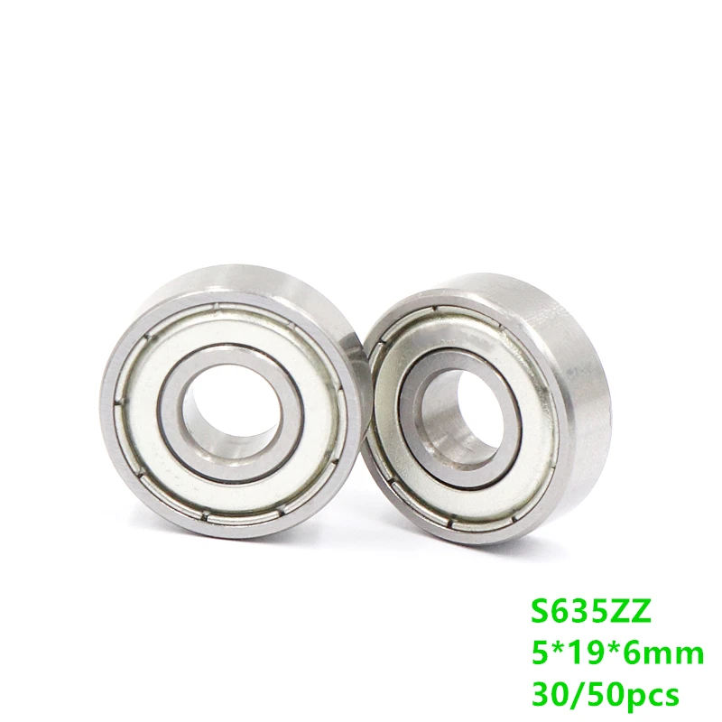 30/50pcs 5x19x6mm S635ZZ S635 ZZ S635 Z 635ZZ bearing 5*19*6mm Stainless Steel Deep Groove Ball Bearing