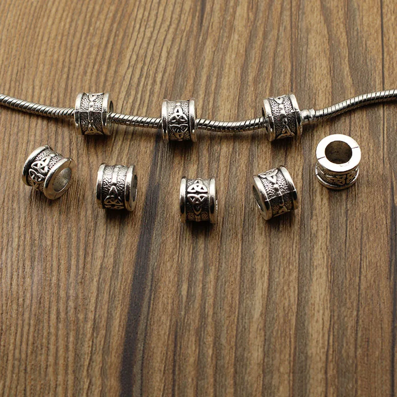 10Pcs Metal Flower Spacer Beads 8mm Hole Tibetan Silver large Hole Loose Bead Charms for Bracelet DIY Jewelry Making Accessories