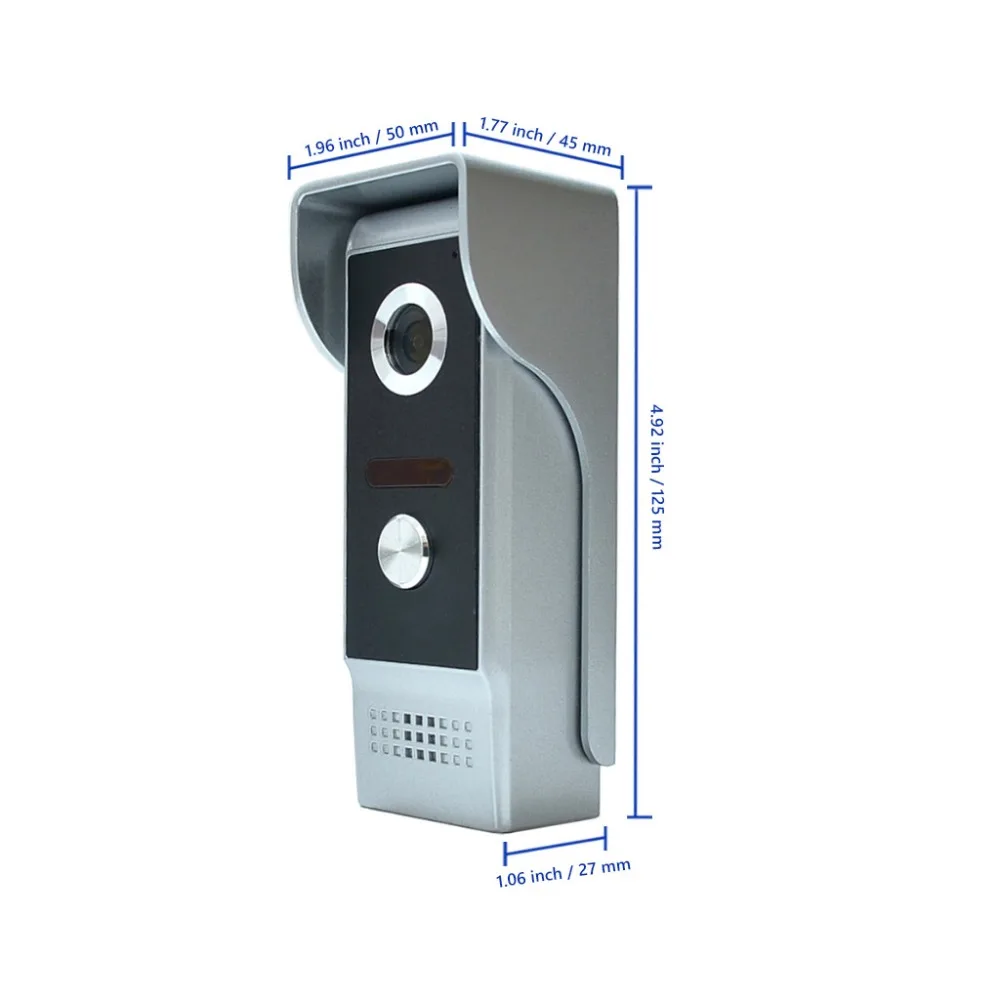 7 Inch Video Intercom Systeem Aluminium Camera Video Deurtelefoon Deurbel Deurtelefoons Kit 1 Lcd Monitor 1 Ir Camera (Zwart)
