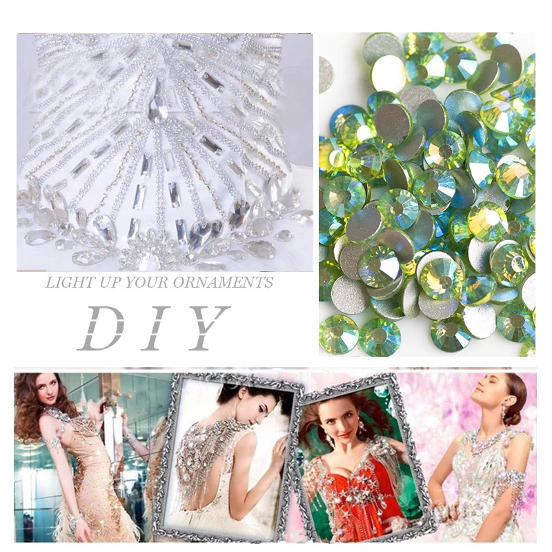 2058 All Color Nails Rhinestones Cold Fixation DIY non Hotfix Crystals Glass Flat Back Rhinestone On Clothes