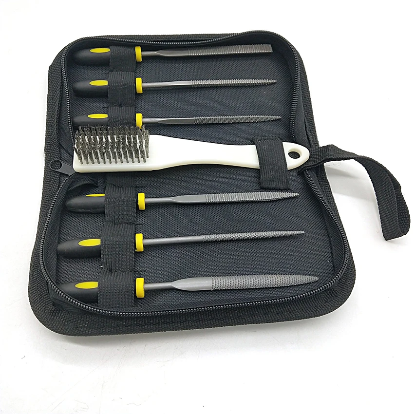 Piccolo Set di lime, lime diamantate ad ago 7 pezzi, per lavori di precisione in metallo, lavorazione del legno, artigianato in plastica con spazzola in acciaio