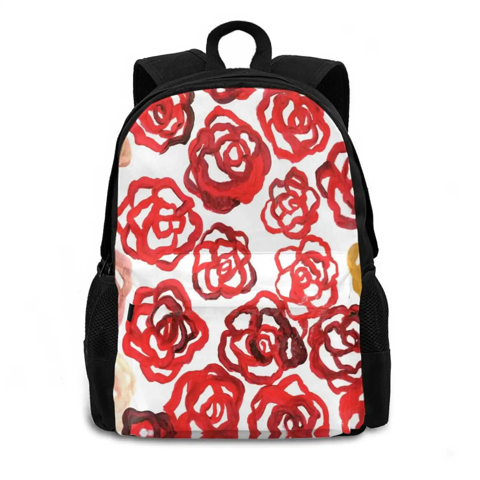 Field Of Roses Hot Sale Schoolbag Backpack Fashion Bags Romance Roses Flowers Floral Red Rose Ruby Red Bold Brave Aurora