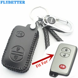 FLYBETTER Genuine Leather 3Button Remote Smart Key Case Cover For Toyota 4Runner/Venza/Land Cruiser/Prado/Prius  L64