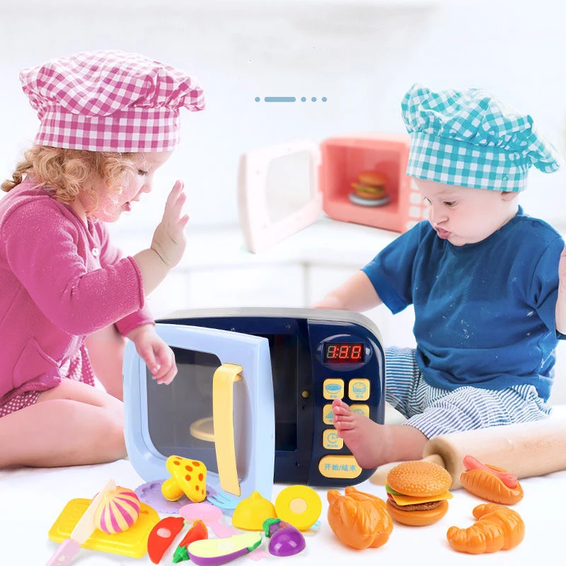 Children's Simulation Microwave Oven Kitchen Toys Kids Pretend Cook Play Toy Electric Household Appliances Analog Microwave Toys