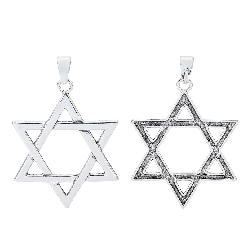 2pcs Tibetan Silver Large Star of David Charms Pendants for DIY Fashion Necklace DIY Jewelry Making Findings 87x60mm