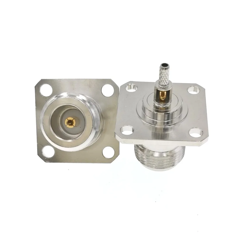 

50pcs N Female Jack Pin Flange Crimp Panel Mount 4-Hole RF Connector For RG316 RG316 LMR100 RG174