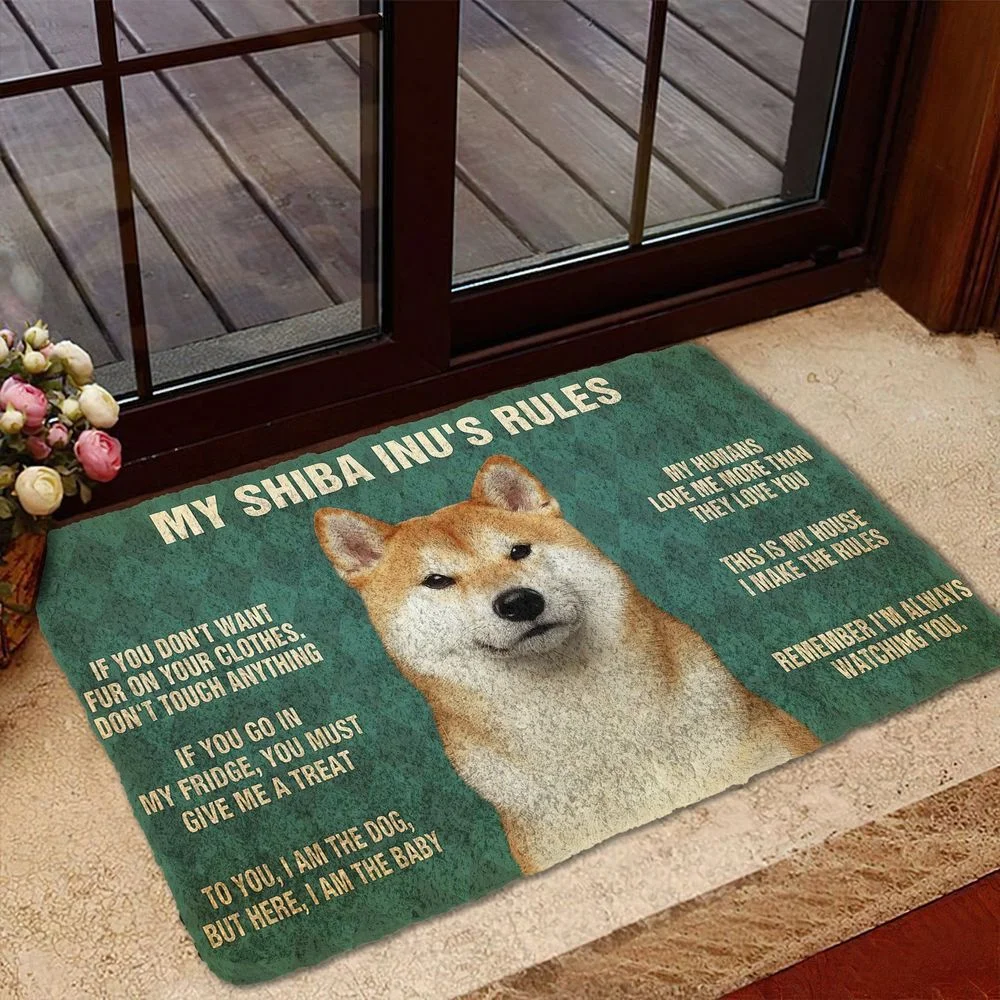 CLOOCL Please Remember Shiba Inu Doormat Decor Print Carpet Soft Flannel Non-Slip Doormat for Bedroom Porch Drop Shipping