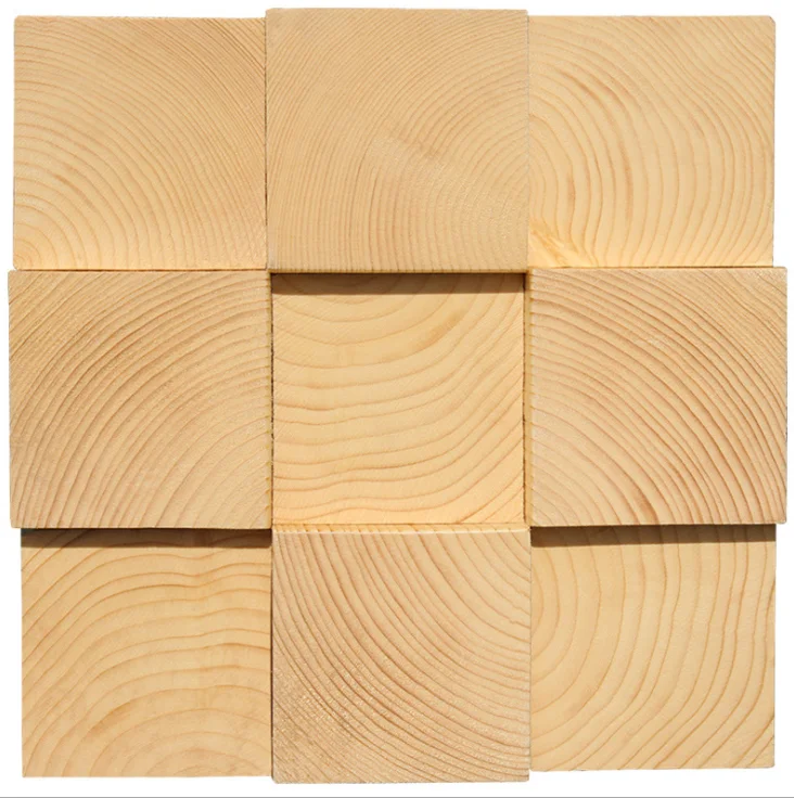 11 PCS Natural Pine Wooden Wall Tile Backsplash 3D Pattern Panel Wood Mosaic Tiles DQ009