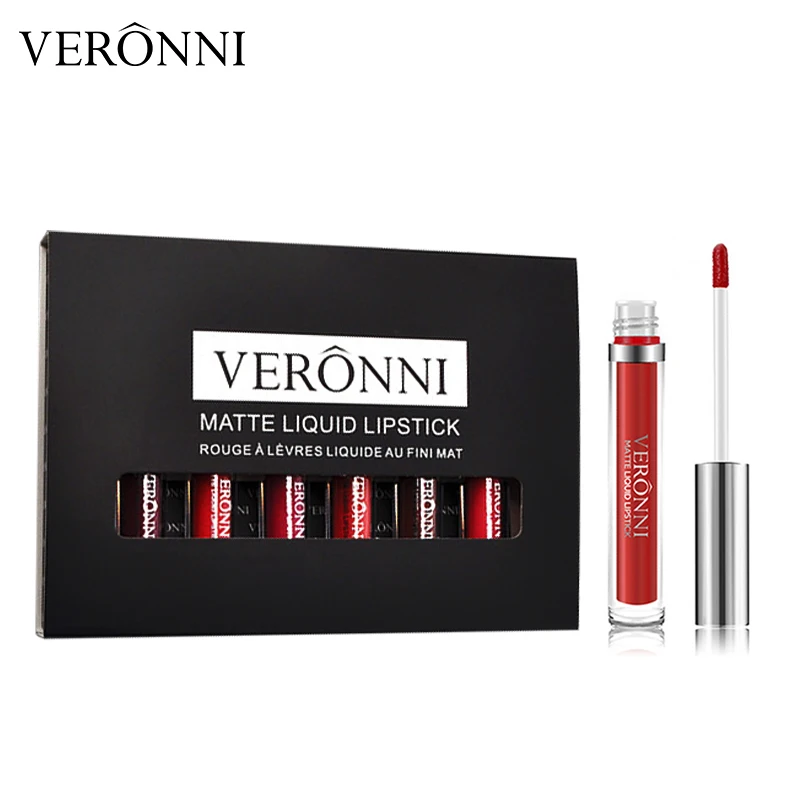 VERONNI Lip Gloss 6 Colors Lip Makeup Kit  Big Size Chocolate Smell Waterproof Long-lasting Cosmetics Maquiagem