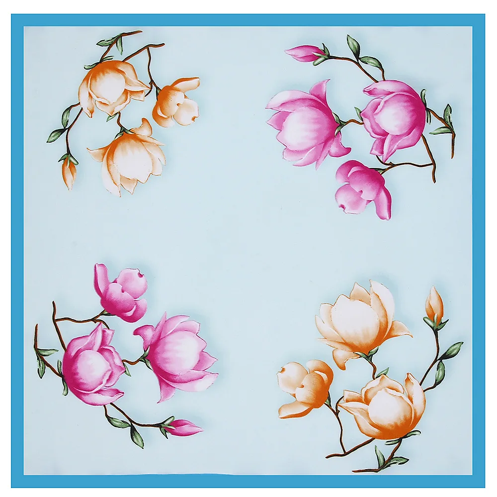 53CM Handkerchief Luxury Brand Lady Silk Scarf Flower Print Fashion Hair Accessories Scarf Neck Scarf Ladies Headscarf R46