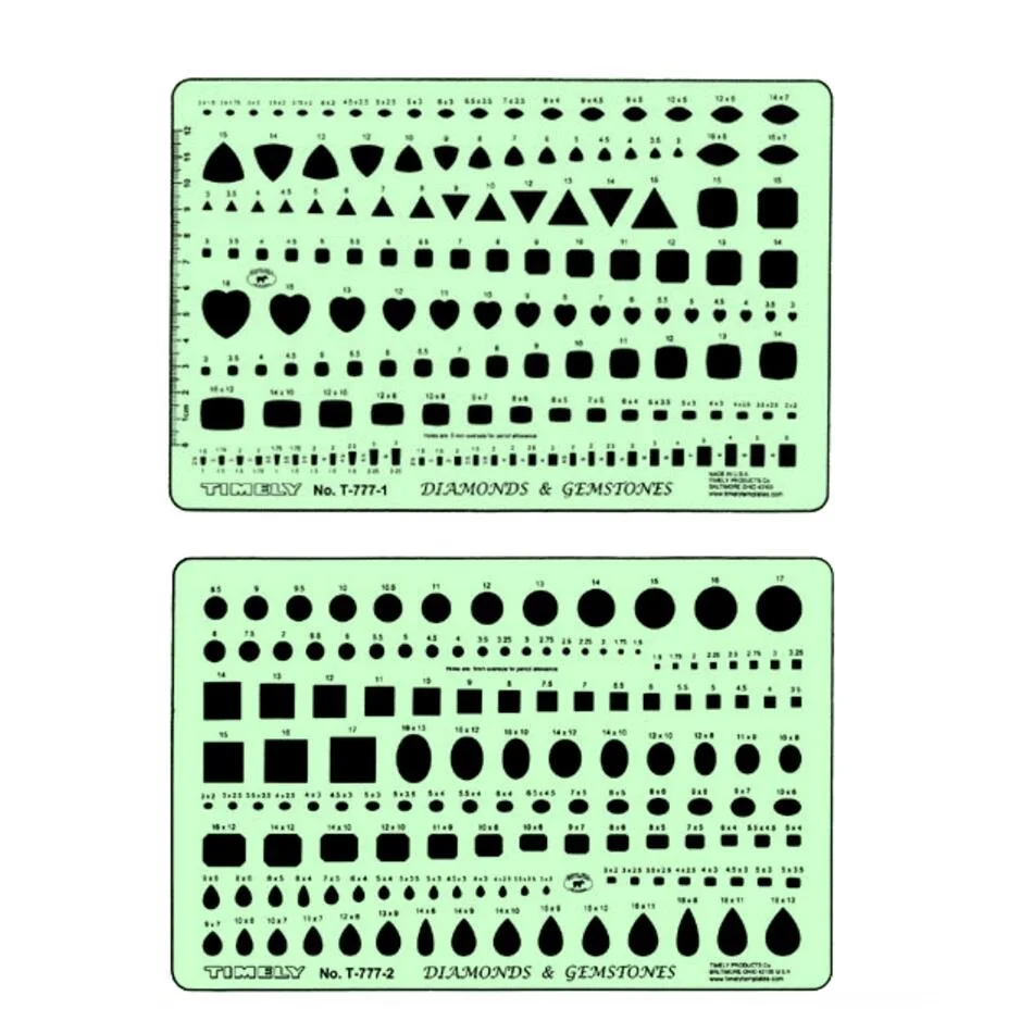 Modèle de proximité de diamants Pierres précieuses Modèle de dessin pour les créateurs de bijoux T-777-1 et T-777-2