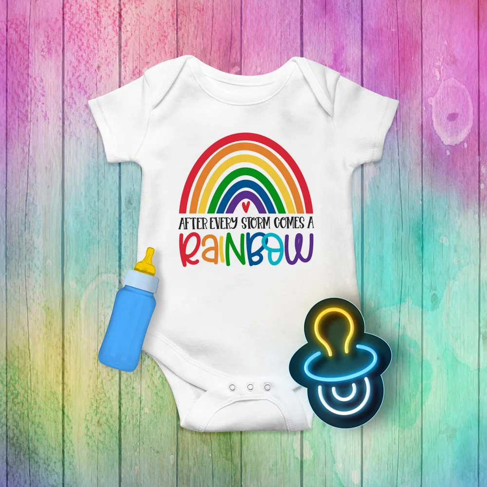 After Every Storm There Is A Rainbow Baby Rompers The Rainbow Miracle Baby Rainbow Bodysuit Summer Short Sleeve Ropa Wear