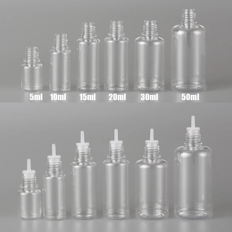 100 Uds. Botellas cuentagotas de plástico de 3ml-100ml, botellas exprimibles para mascotas con tapa a prueba de niños, embudo de puntas largas y finas para manualidades líquidas DIY