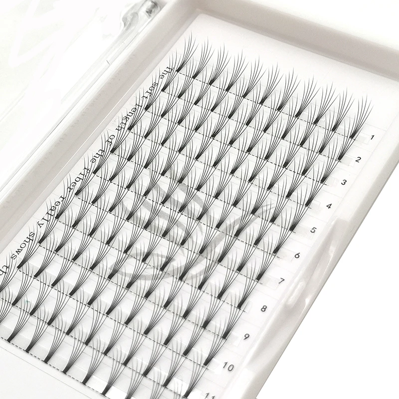 가짜 속눈썹 사전 제작 볼륨 팬, 3D, 4D, 5D, 카멜리아 짧은 줄기, 러시아 볼륨, 전문 속눈썹 연장, 가짜 밍크 속눈썹