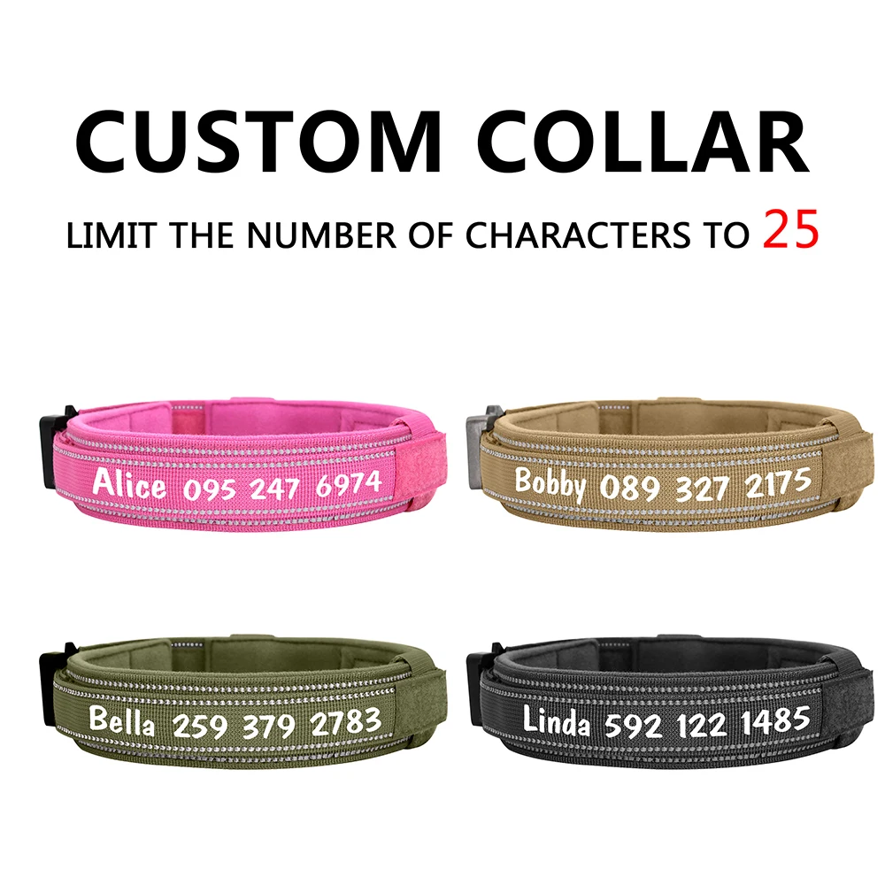 Custom Nylon Dog Collar Military Tactical Dog Collar Duarable Reflective German Shepard Medium Large Dogs Collars Pet Supplies