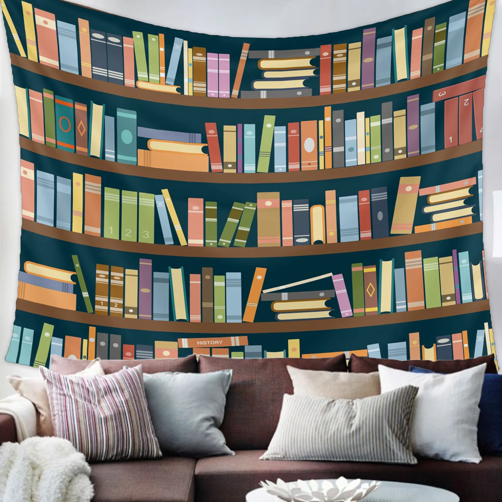 ชั้นวางหนังสือหนังสือ Tapestry ผ้าห่มโซฟาห้องนอนเตียงโยคะห้องนั่งเล่น Home Decor Wall Tapestry ผ้าเช็ดตัวชายหาดขนาดใหญ่