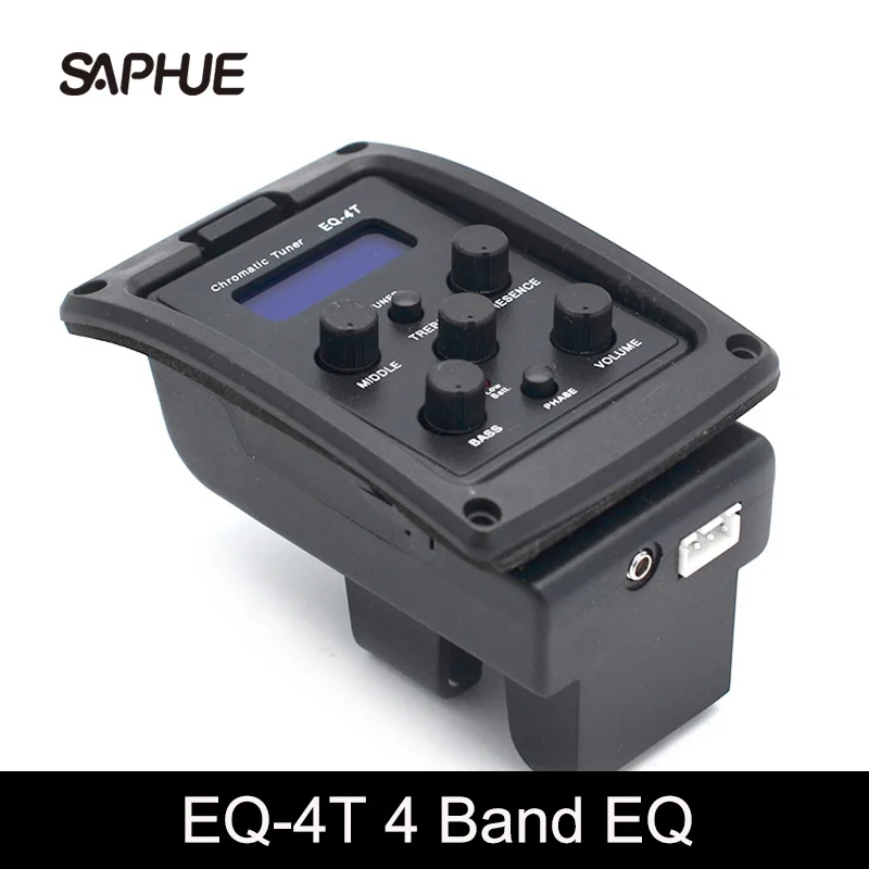 EQ-4T  Professional 4 Band Acoustic Guitar Preamp Amplifier with 6.5MM Output Pick-up & LCD Tuner