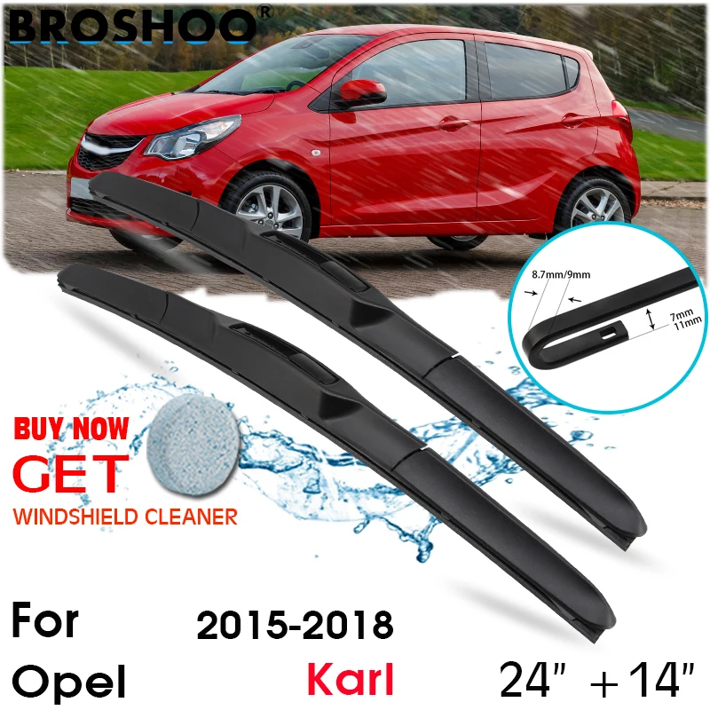 

Car Wiper Blade Front Window Windscreen Windshield Wipers Blades J hook Auto Accessories For Opel Karl 24"+14" 2015-2018