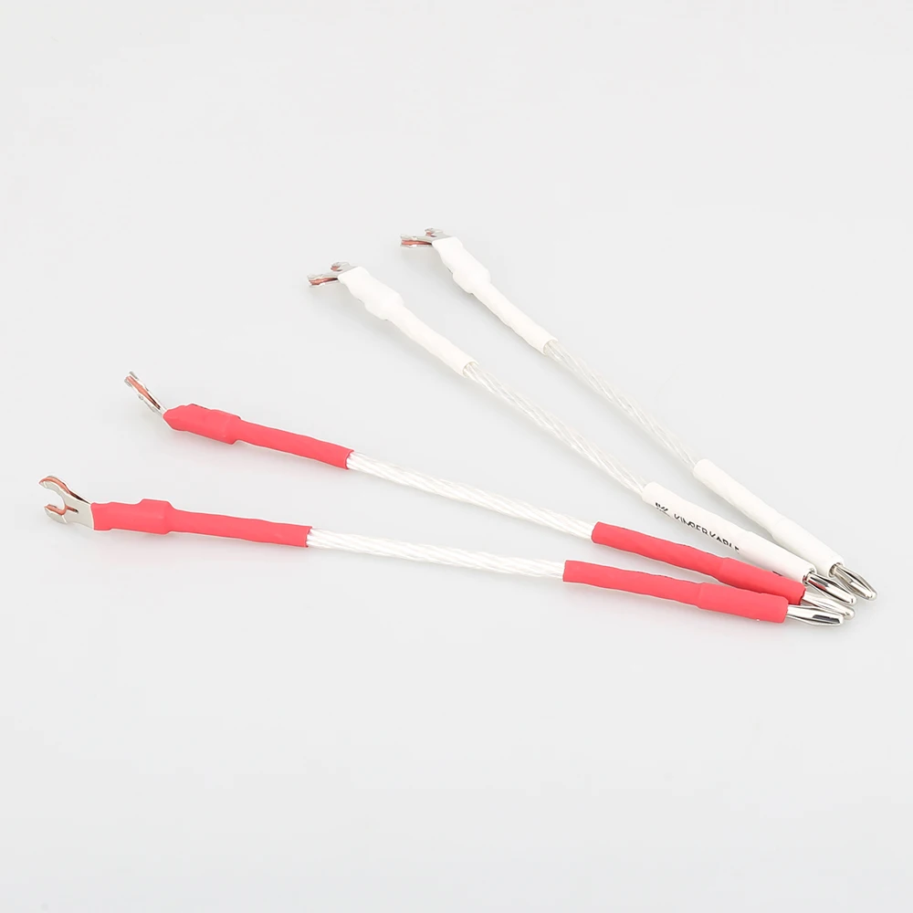 4PCS Audiocrast Silver Plated JUMPER LINKS Performance Speaker Cable with Banana Plugs Y Spades
