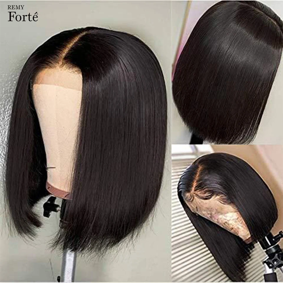 Wig Bob potongan 13X4 Wig rambut manusia depan renda pendek Wig Bob lurus Brasil Wig Frontal renda keriting dalam Remy 13x6 Wig pirang