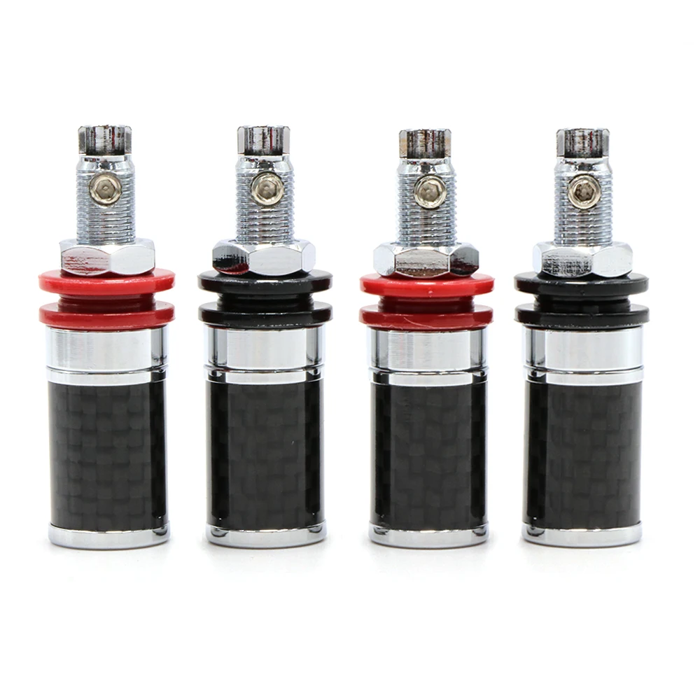 

4Pcs/lots Rhodium Plated Carbon fiber Amplifier Speaker Terminal Binding Post,speaker socket，audio socket，socket speakers