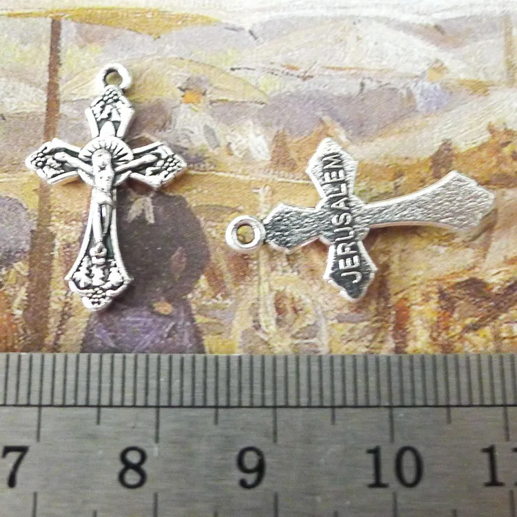 Newest 20Pieces 16*26mm Antique Silver Plated Cross Wicca Charms Steampunk Necklace Bracelet Pendant For DIY Jewelry Making