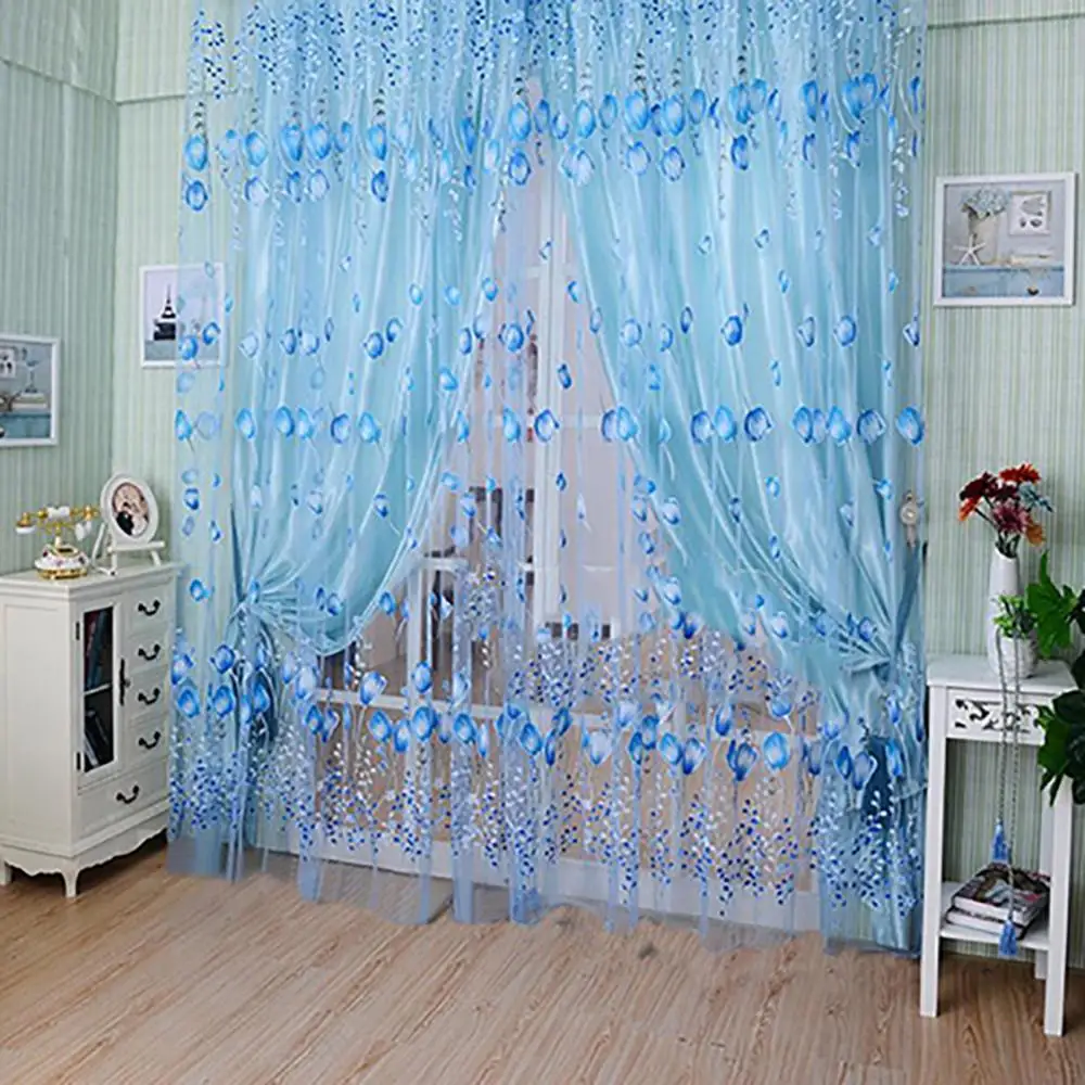 Peony Sheer Curtains Tulle Window Treatment Voile Drape Valance 1 Panel Fabric Living Room Bedroom Curtains