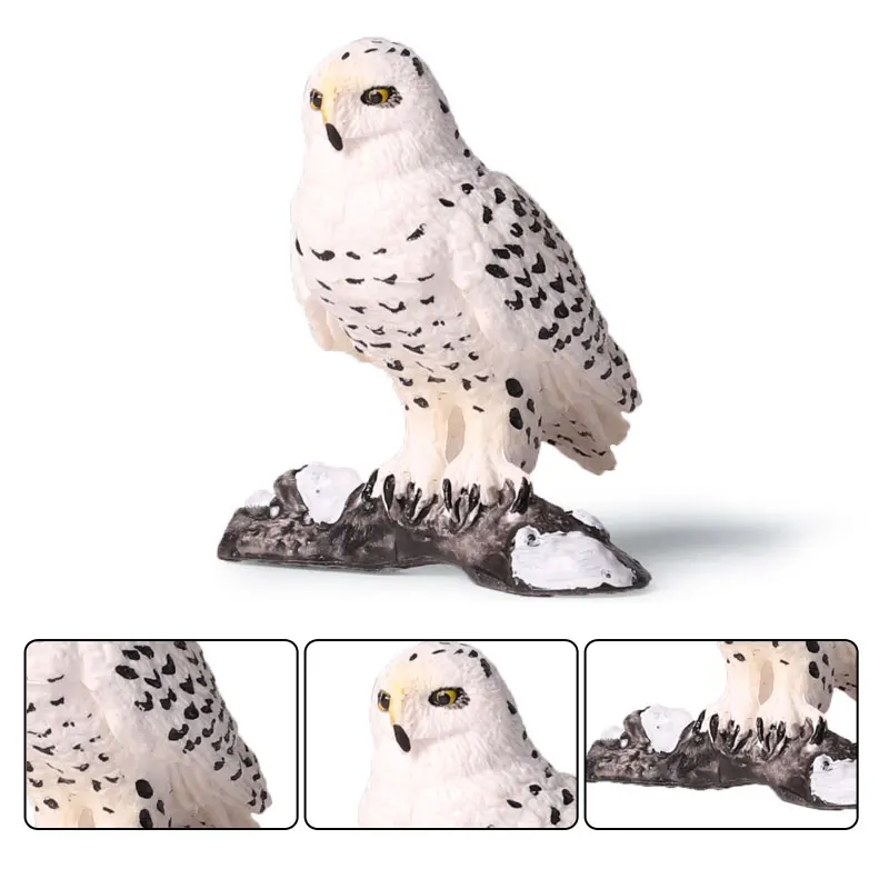 Oenux Lifelike Snowy Owl Bird Figurines Model PVC Bird Animals Action Figures Collection Toys For Kids Birthday Gift