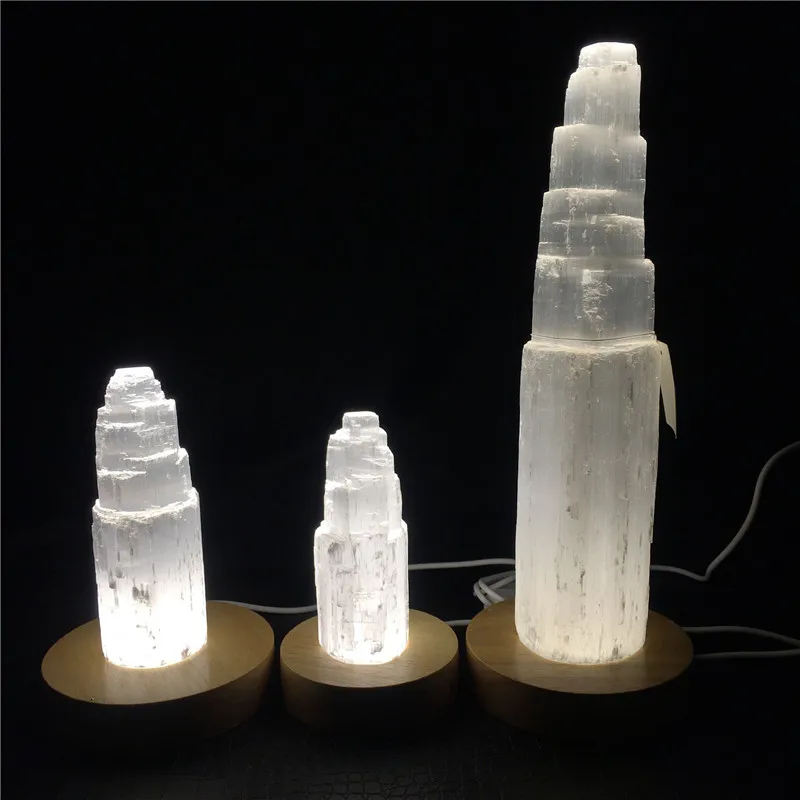 10-25CM Natural Quartz Crystal Selenite Tower Moroccan Lamp Reiki Healing  Mineral Specimen Home Decor Collect view 3