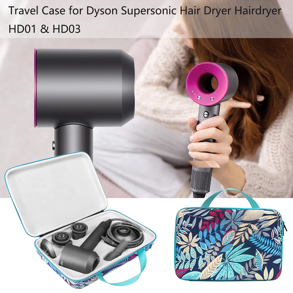 Imagem -03 - Bolsas de Armazenamento Eva Duro para Dyson Supersônico Secador de Cabelo Hd01 Hd02 Hd03 Versão Atualizada Hd08 Secador de Cabelo Viagem Estojo de Transporte