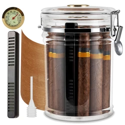 Xifei acrílico humidor jar com higrômetro e umidificador portátil caixa de cigarro caixa de charuto transparente fit 18 charutos tabaco